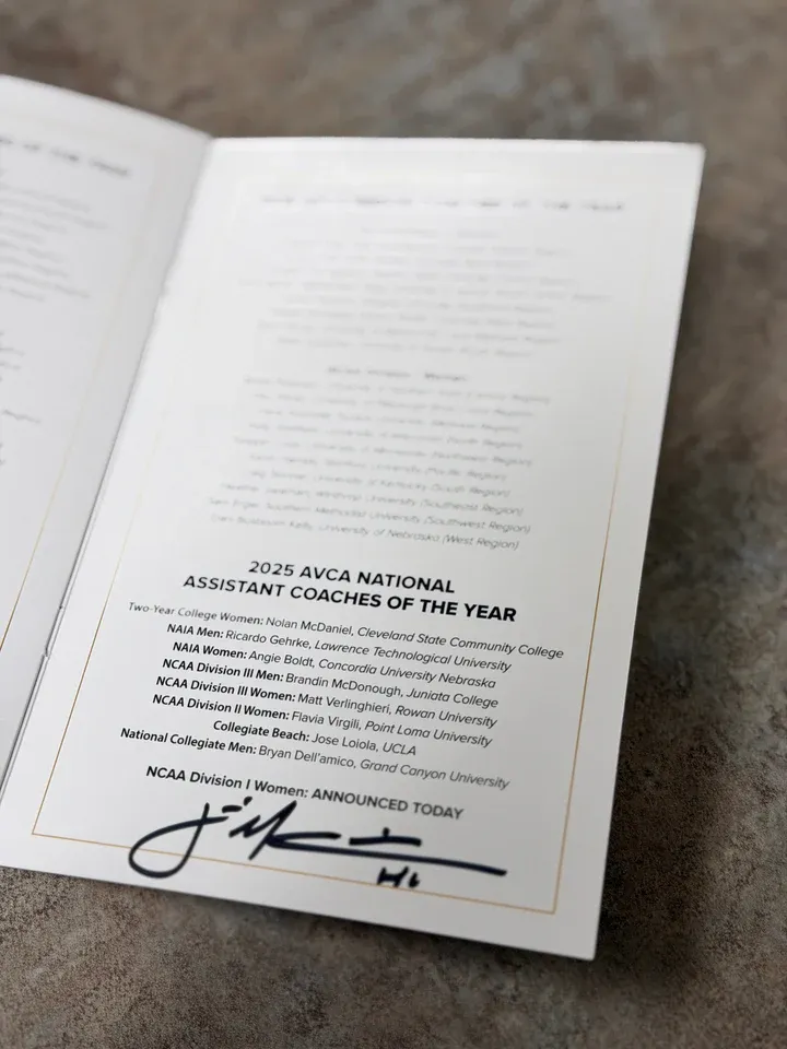 Coach Jamie Morrison Autographed AVCA Honors Card