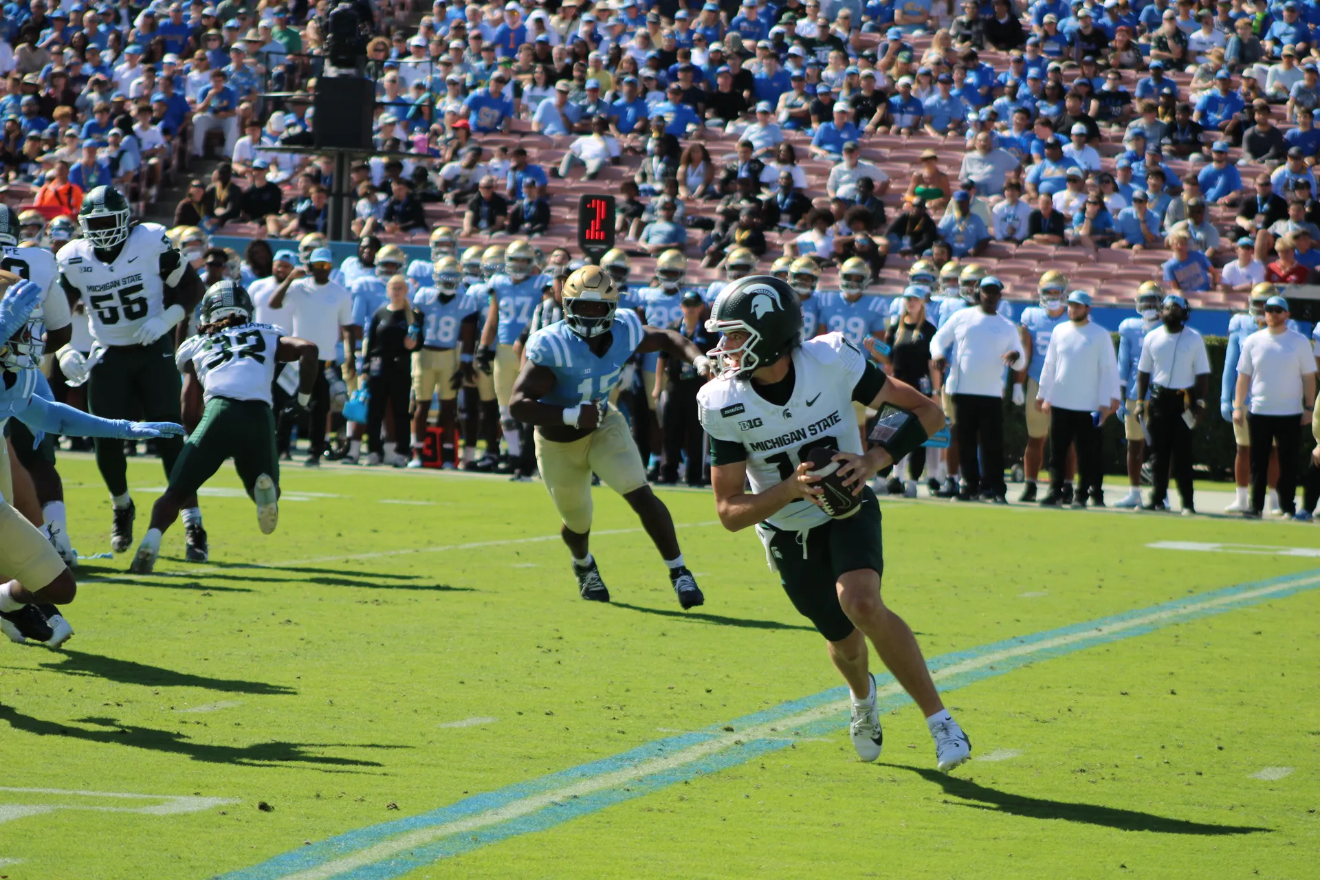 Short-handed Michigan State unable to keep up with No. 9 UCLA in 28-10 loss