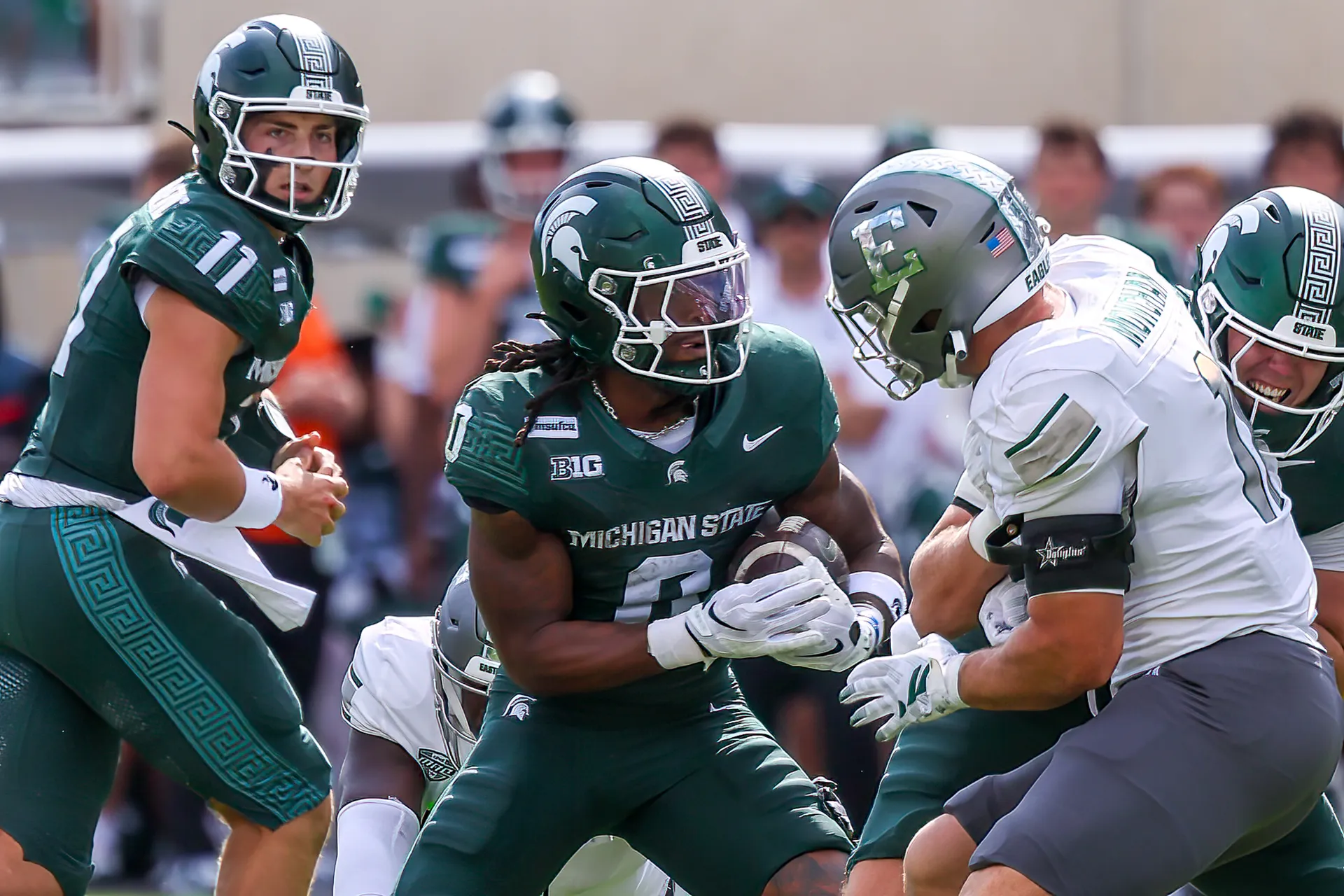 Michigan State takes care of Eastern Michigan, 35-7, with strong second half article image about MSU